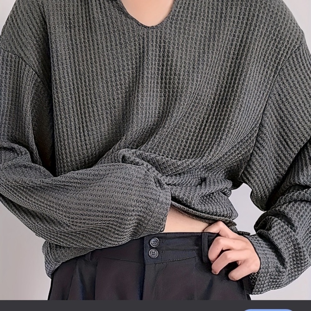 Mod ref gray cropped long sleeve thermal s/m contemporary casual boho winter